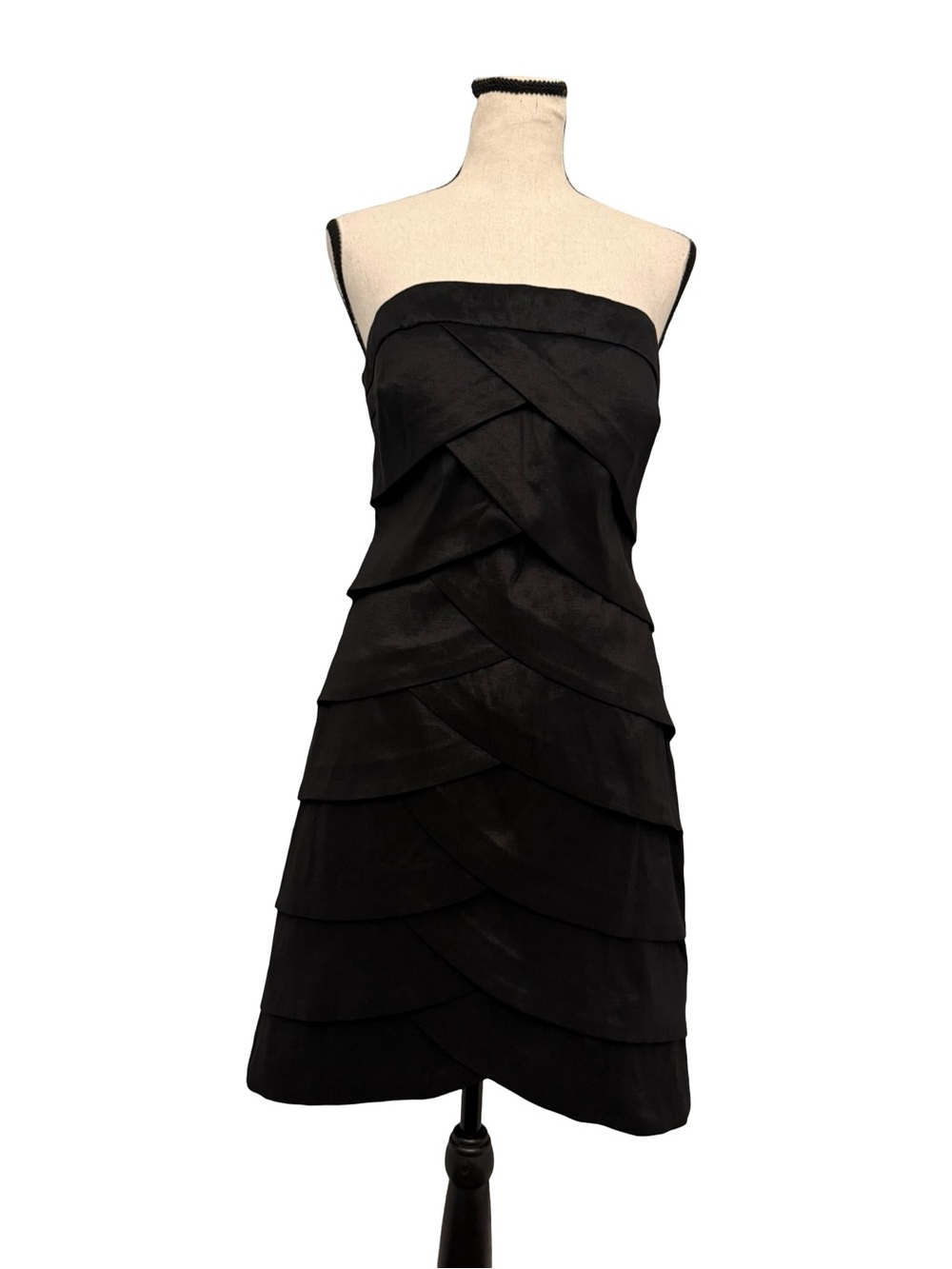 Papaya Black Strapless Tiered Ruffle Cocktail Dress Size Large